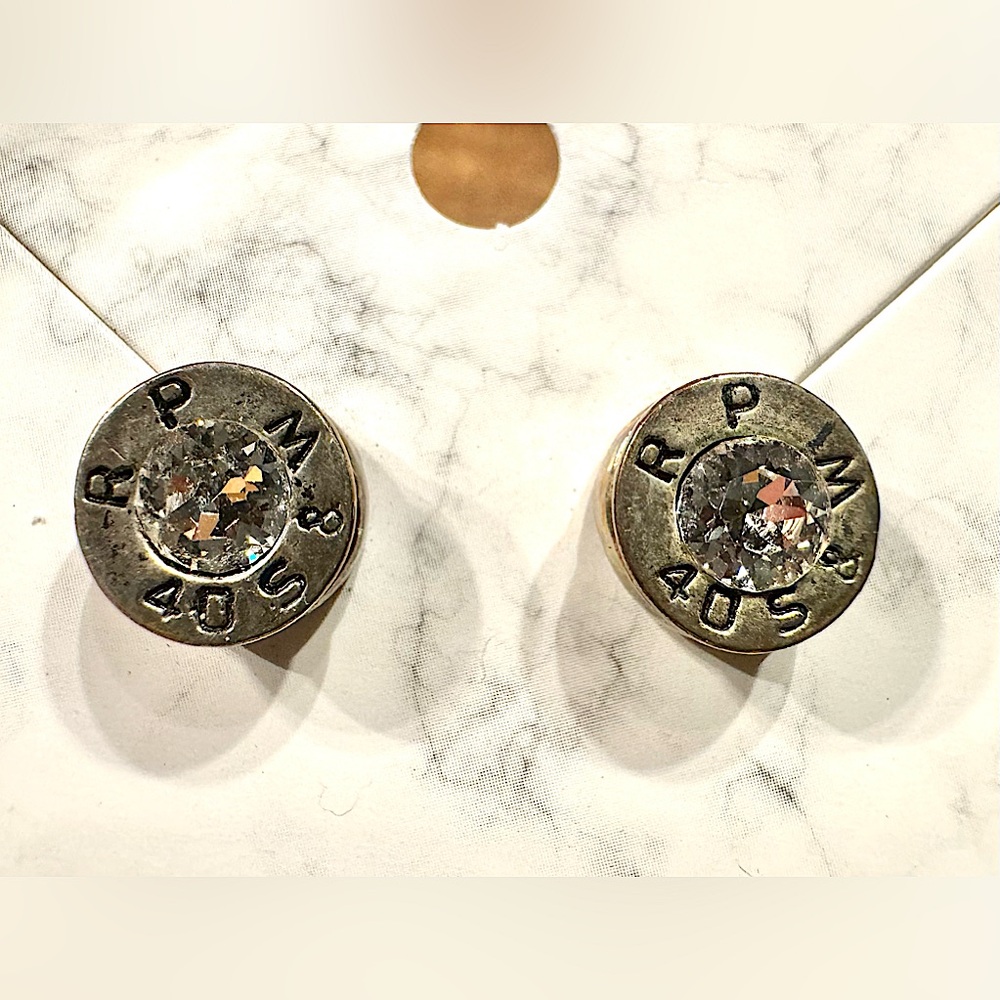 Fashion earrings from the Grand Ole Opry in Nashville - matte silver w/ stones.